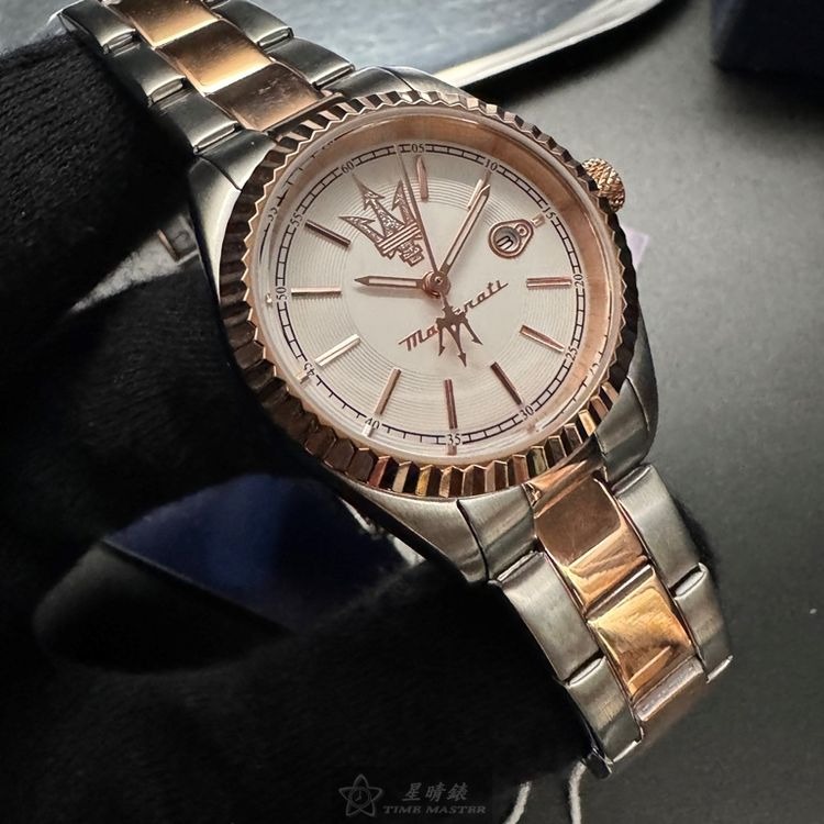 MASERATI手錶,編號R8853100504,30mm玫瑰金錶殼,金銀相間錶帶款◉20A004